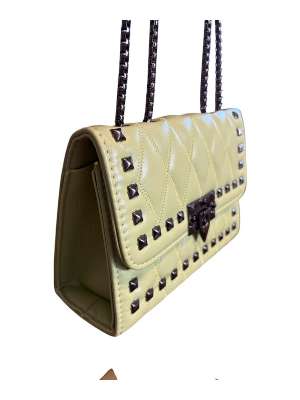 LIME GREEN BAG WITH STUDS - NWOT - Picture 3 of 5